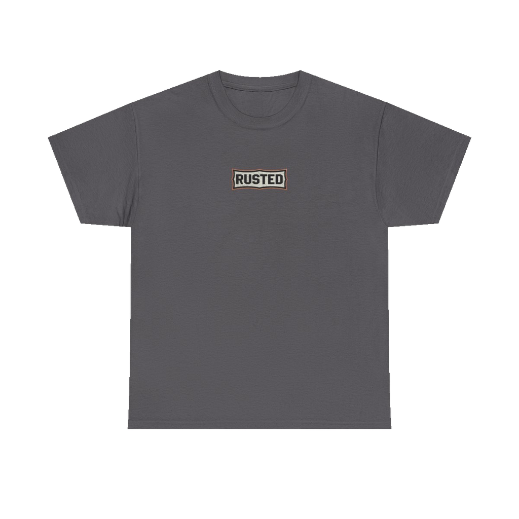 RESPECT THE IRON chest badge on a charcoal tee