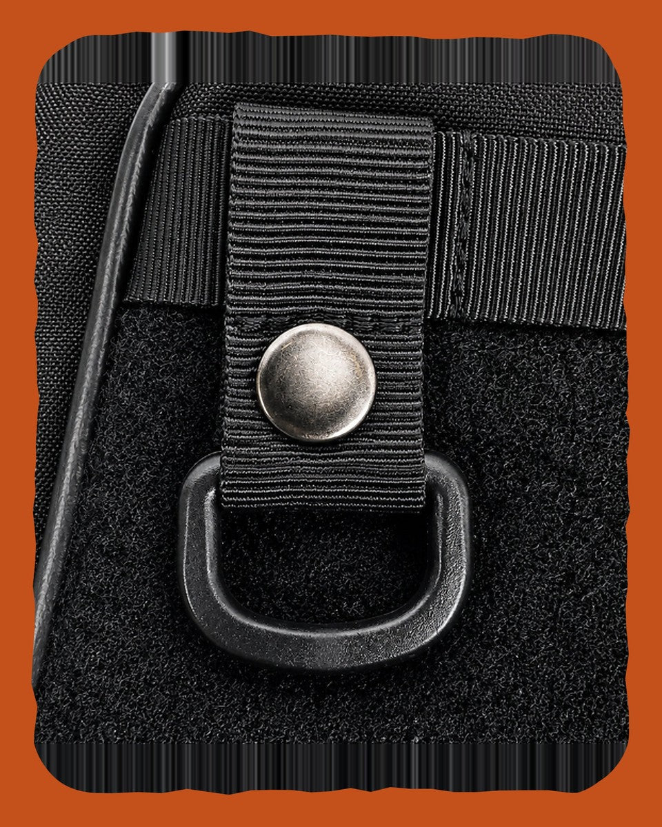 D-ring and snap on the velcro attachment field