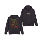 TRUST THE RUST cable dozer black hoodie, front and back