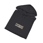 Folded charcoal heather RESPECT THE IRON conventional semi hoodie