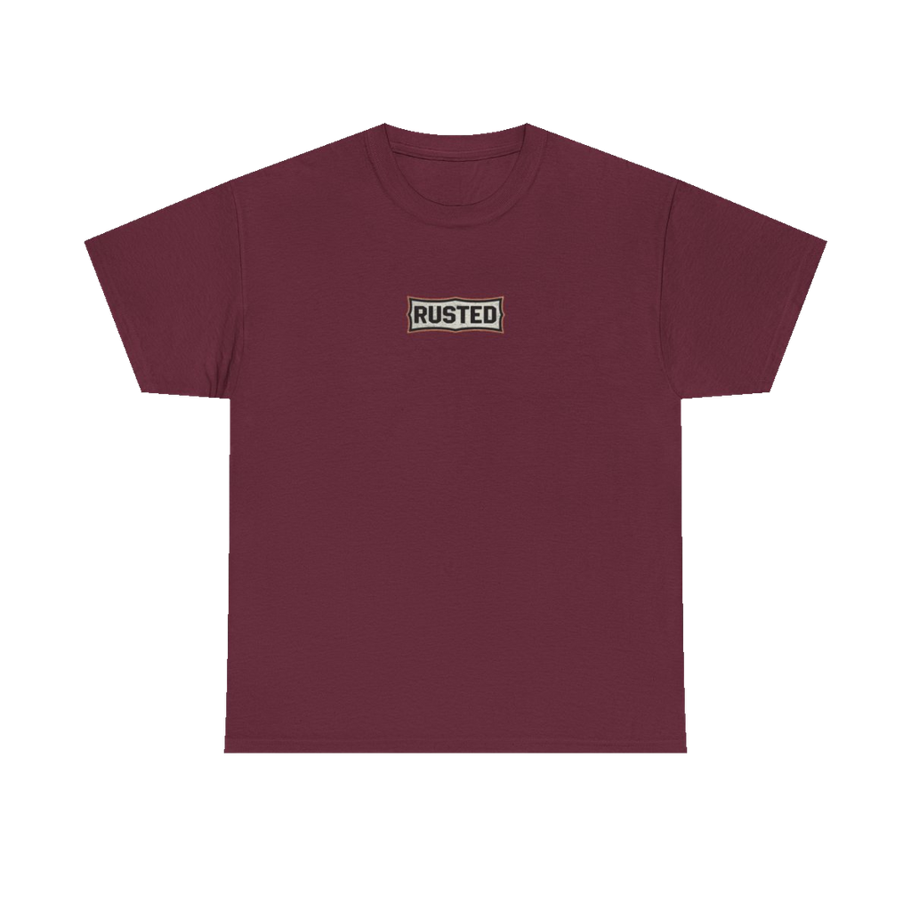RESPECT THE IRON chest badge on a maroon tee