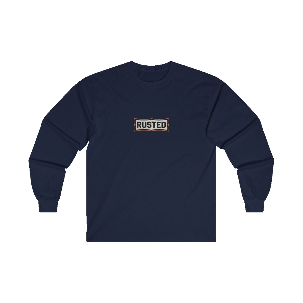 RESPECT THE IRON chest badge on a navy long sleeve