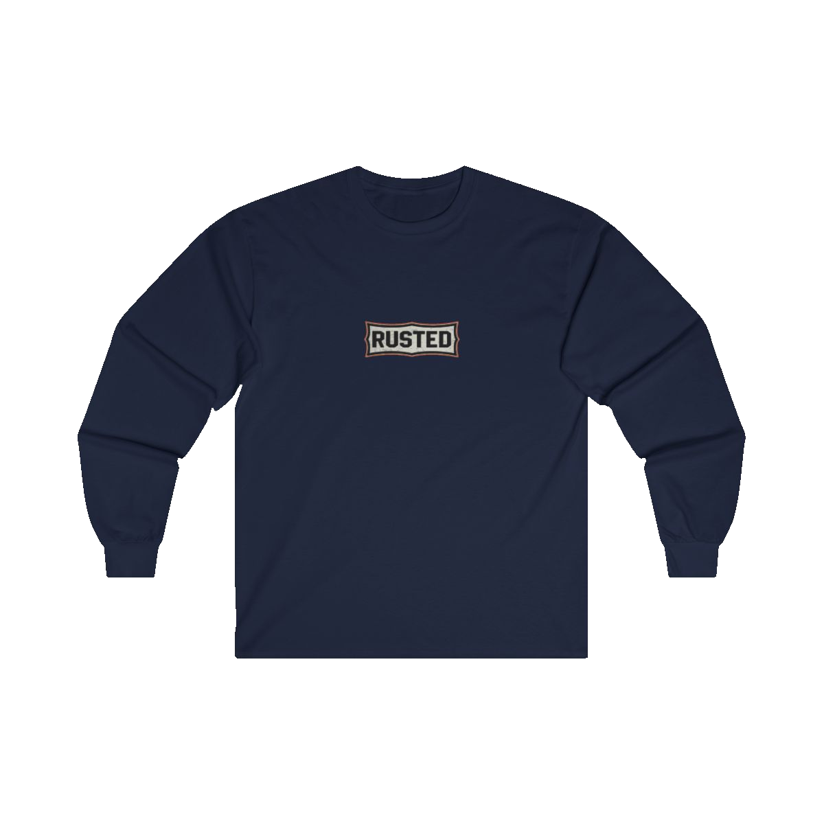 RESPECT THE IRON chest badge on a navy long sleeve