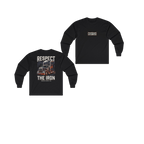 RESPECT THE IRON conventional semi black long sleeve, front and back