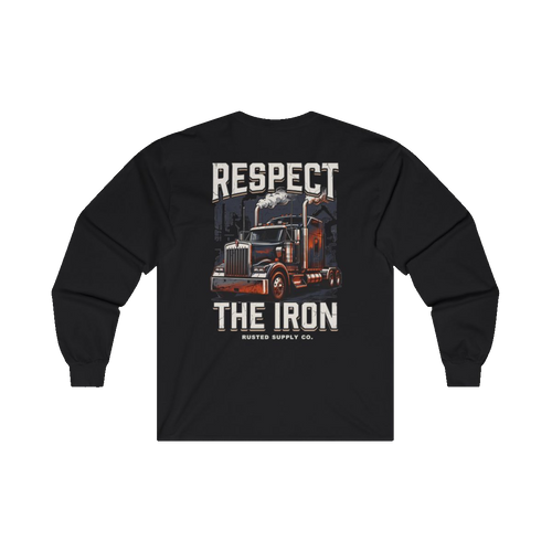 RESPECT THE IRON conventional semi back print on a black long sleeve
