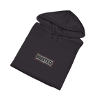 Folded black TRUST THE RUST steam shovel hoodie