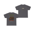 TRUST THE RUST cable dozer charcoal tee, front and back