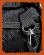 Swivel key clip and hex-weave lined mesh pocket