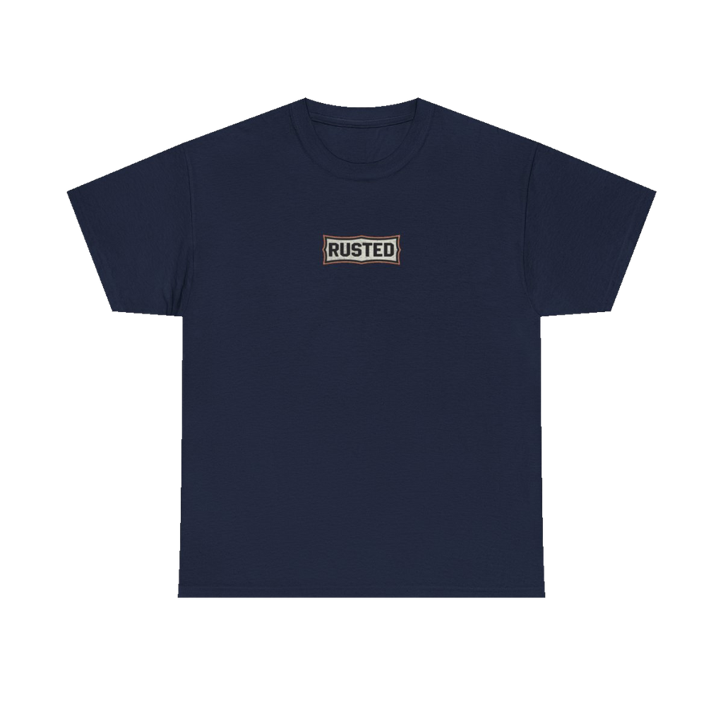 RESPECT THE IRON chest badge on a navy tee