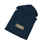 Folded navy RESPECT THE IRON crawler dozer hoodie