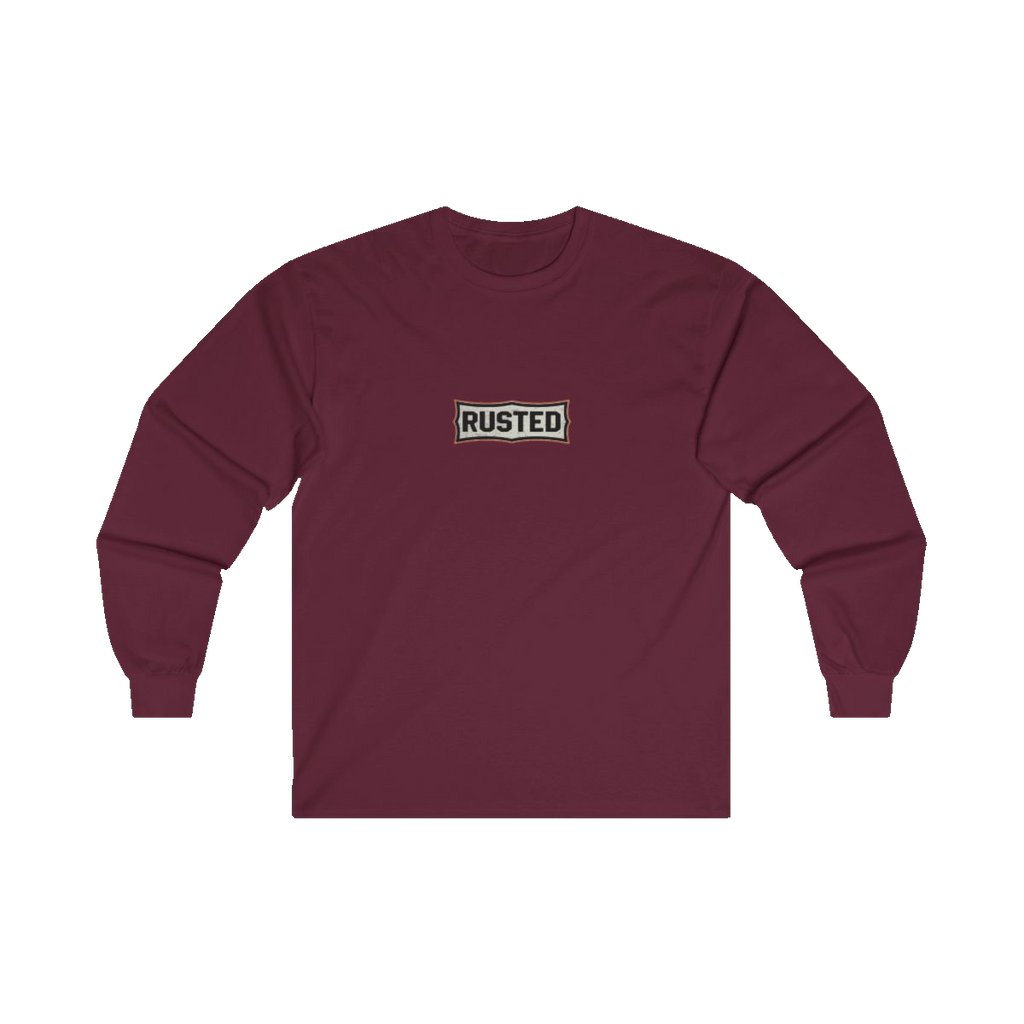 RESPECT THE IRON chest badge on a maroon long sleeve