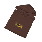 Folded brown TRUST THE RUST motor grader hoodie