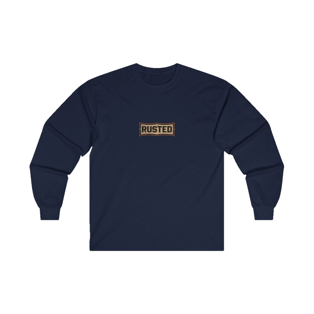 RESPECT THE IRON chest badge on a navy long sleeve