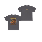 RESPECT THE IRON crawler dozer charcoal tee, front and back