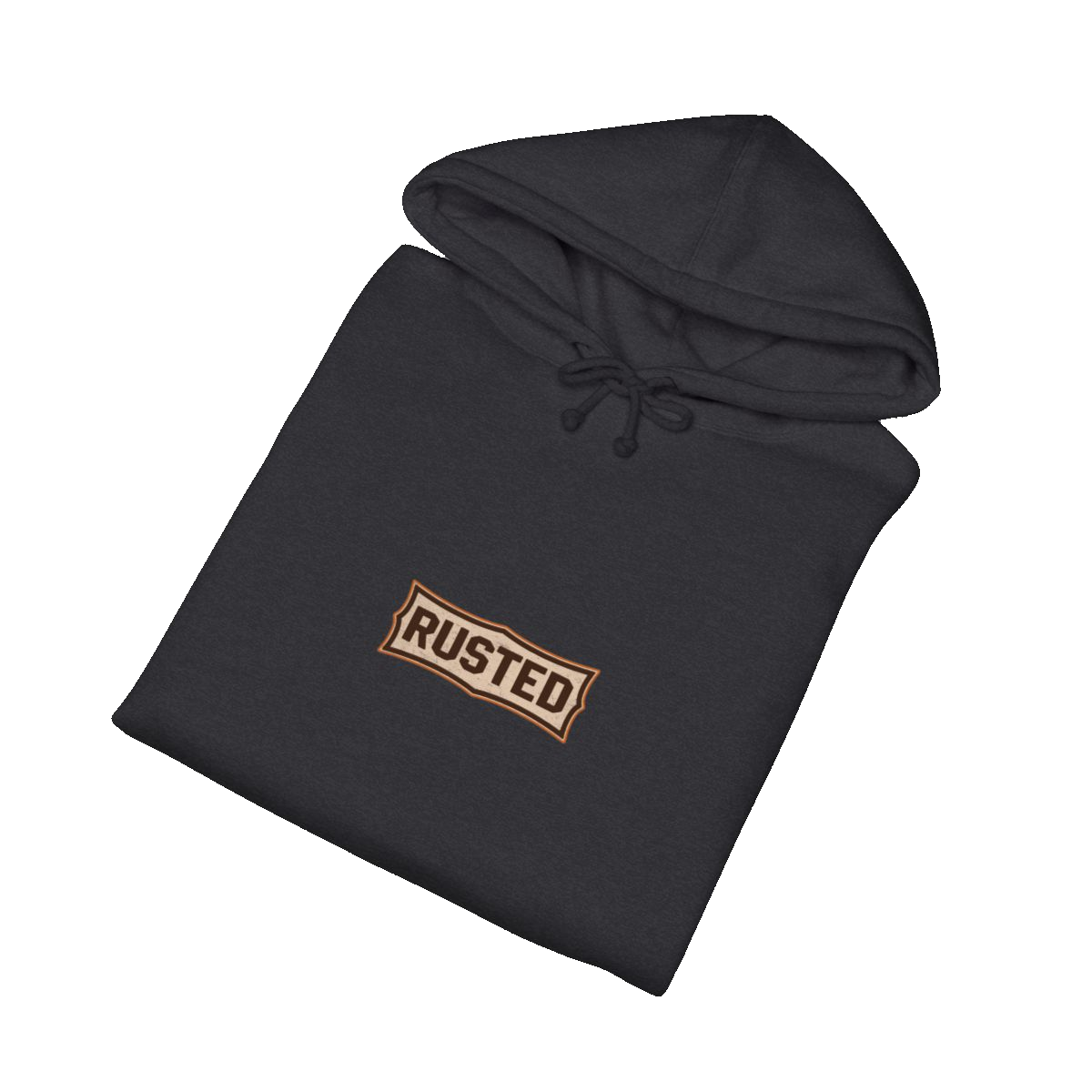 Folded charcoal heather TRUST THE RUST blade dozer hoodie