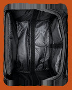 Insulated main compartment of the RUSTED Crew Pack with padded dividers fitted