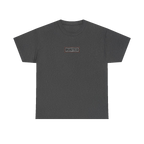 TRUST THE RUST chest badge on a dark heather tee