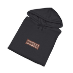 Folded charcoal heather TRUST THE RUST dragline crane hoodie