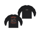 TRUST THE RUST steam shovel black long sleeve, front and back
