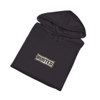 Folded black RESPECT THE IRON conventional semi hoodie