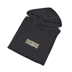 Folded charcoal heather TRUST THE RUST cable dozer hoodie