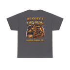 RESPECT THE IRON crawler dozer back print on a charcoal tee