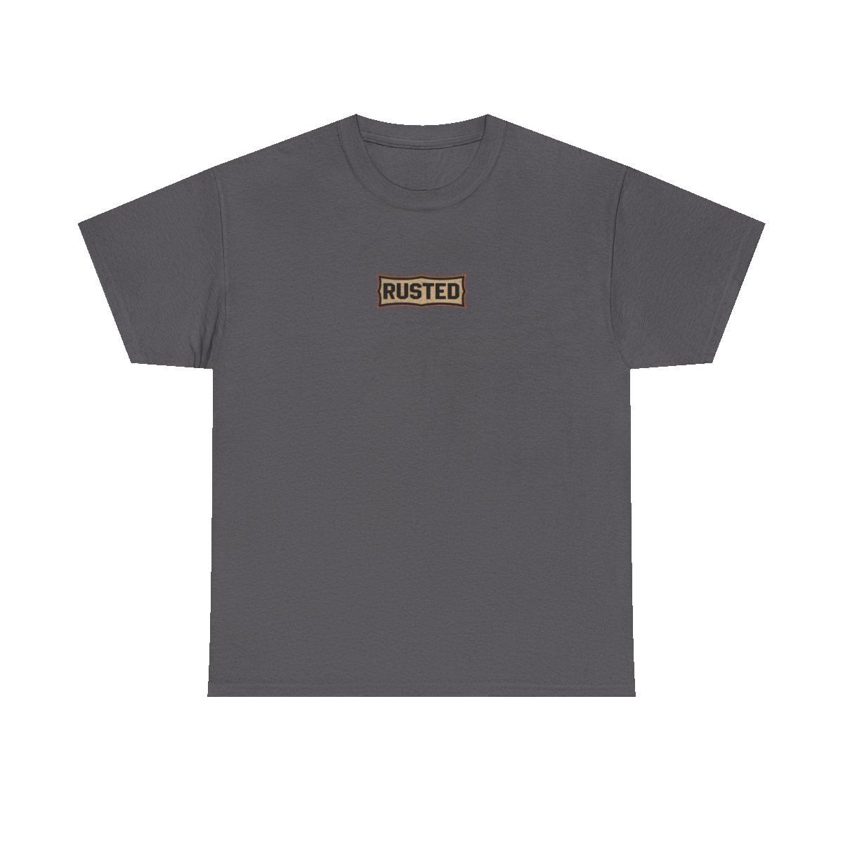 RESPECT THE IRON chest badge on a charcoal tee