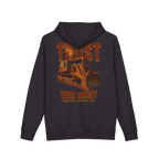 TRUST THE RUST blade dozer back print on a black hoodie
