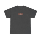 TRUST THE RUST chest badge on a dark heather tee