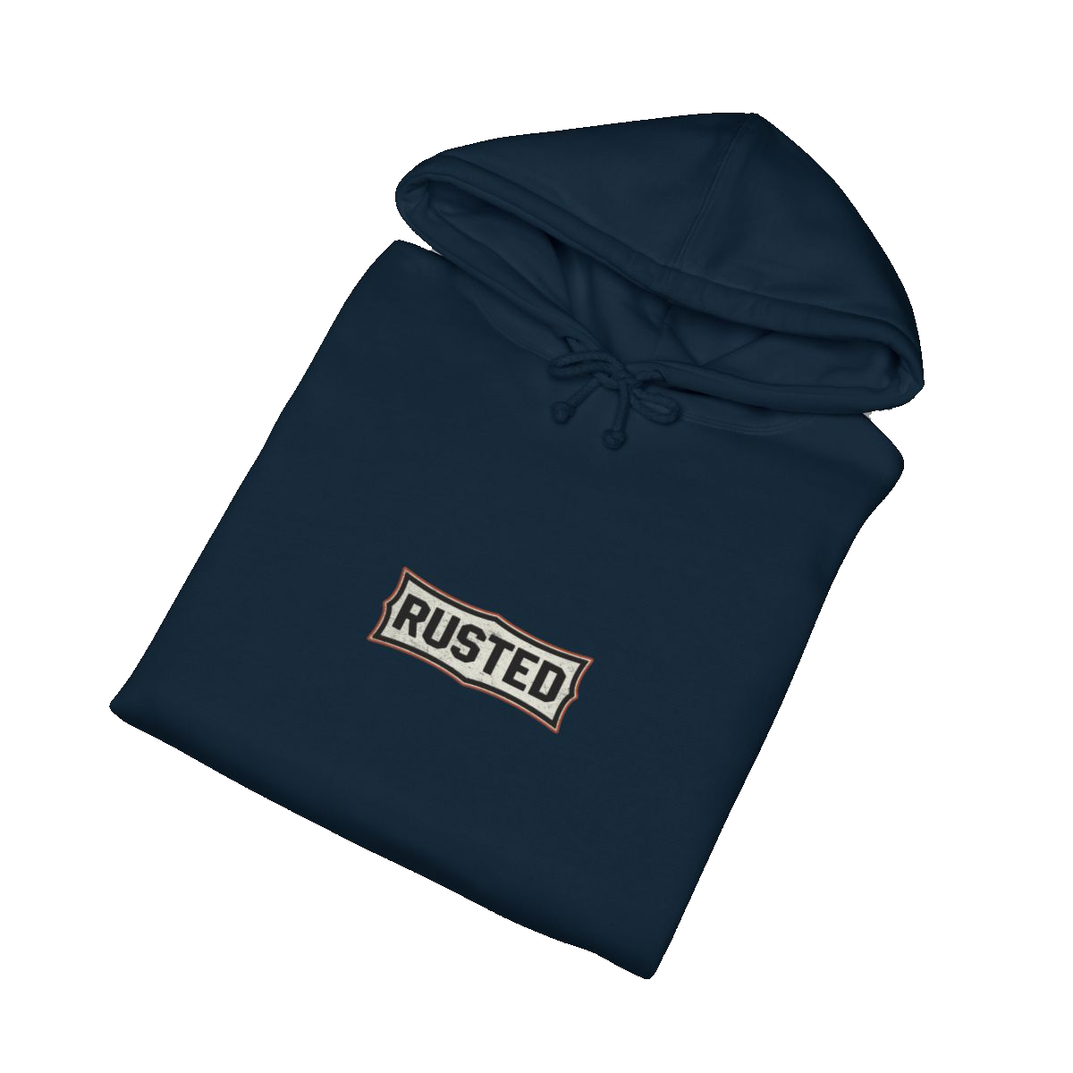 Folded navy RESPECT THE IRON conventional semi hoodie