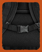Padded shoulder harness with sternum strap and mesh back panel