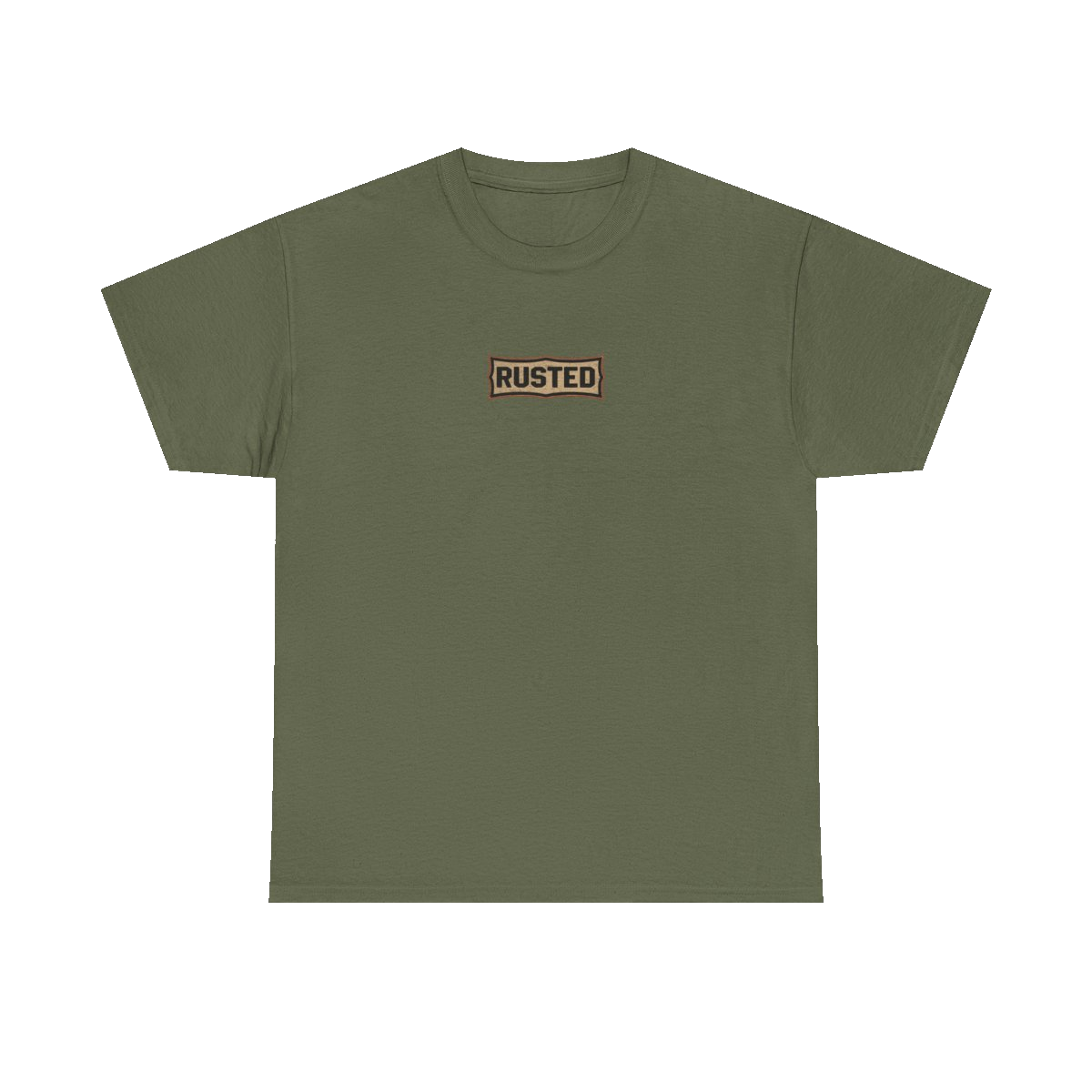 RESPECT THE IRON chest badge on a military green tee