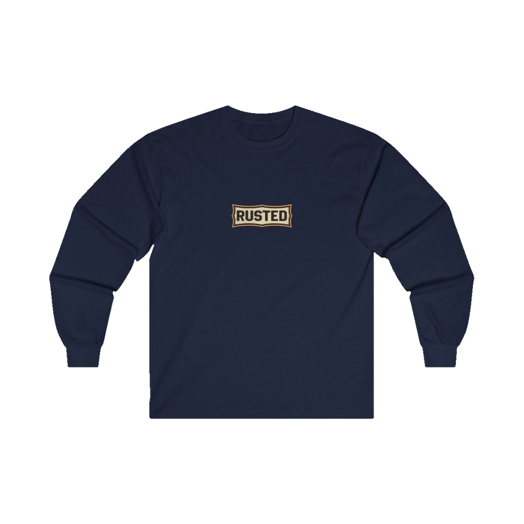 RESPECT THE IRON chest badge on a navy long sleeve