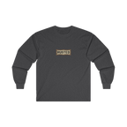 RESPECT THE IRON chest badge on a dark heather long sleeve