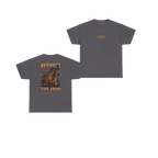 RESPECT THE IRON crawler crane charcoal tee, front and back