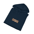 Folded navy TRUST THE RUST blade dozer hoodie