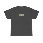 TRUST THE RUST chest badge on a dark heather tee