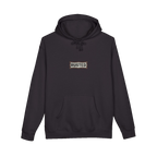 RESPECT THE IRON chest badge on a black hoodie