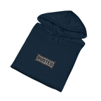 Folded navy TRUST THE RUST steam shovel hoodie