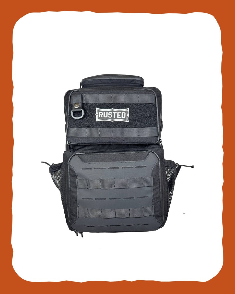 RUSTED Crew Pack 35L insulated cooler backpack, front view