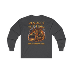 RESPECT THE IRON crawler dozer back print on a dark heather long sleeve