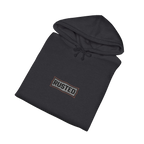 Folded charcoal heather TRUST THE RUST steam shovel hoodie