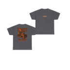 TRUST THE RUST blade dozer charcoal tee, front and back