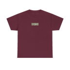TRUST THE RUST chest badge on a maroon tee