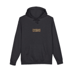 RESPECT THE IRON chest badge on a charcoal heather hoodie